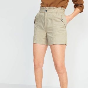 High-Waisted Twill Utility Shorts